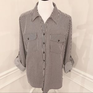 SOLD: Striped Button Down Cuffed Sleeved Top